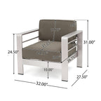 Salon de jardin Cape Coral en aluminium 3 pièces avec table en forme de C par Christopher Knight Home