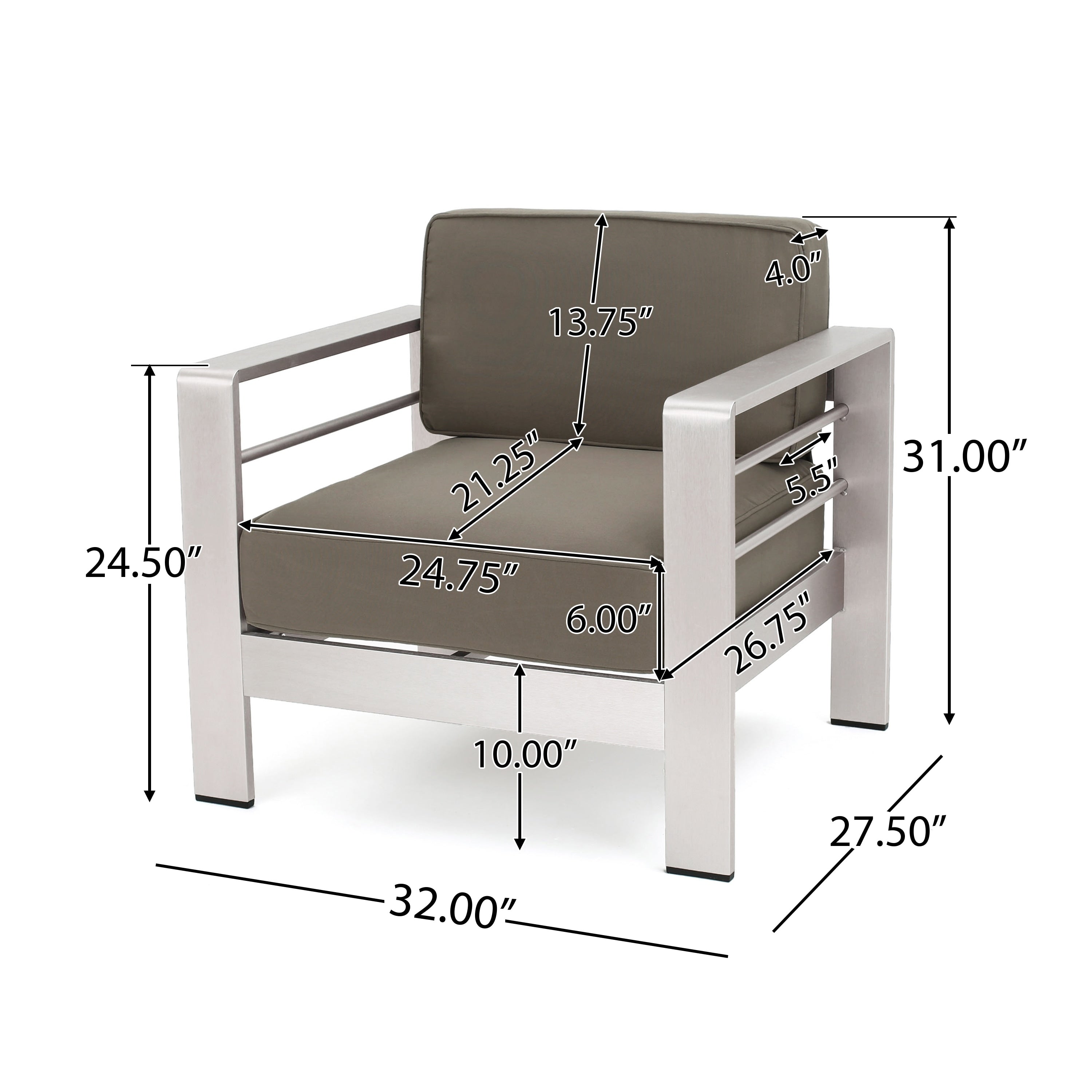 Salon de jardin Cape Coral en aluminium 3 pièces avec table en forme de C par Christopher Knight Home