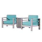 Salon de jardin Cape Coral en aluminium 3 pièces avec table en forme de C par Christopher Knight Home