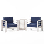 Salon de jardin Cape Coral en aluminium 3 pièces avec table en forme de C par Christopher Knight Home