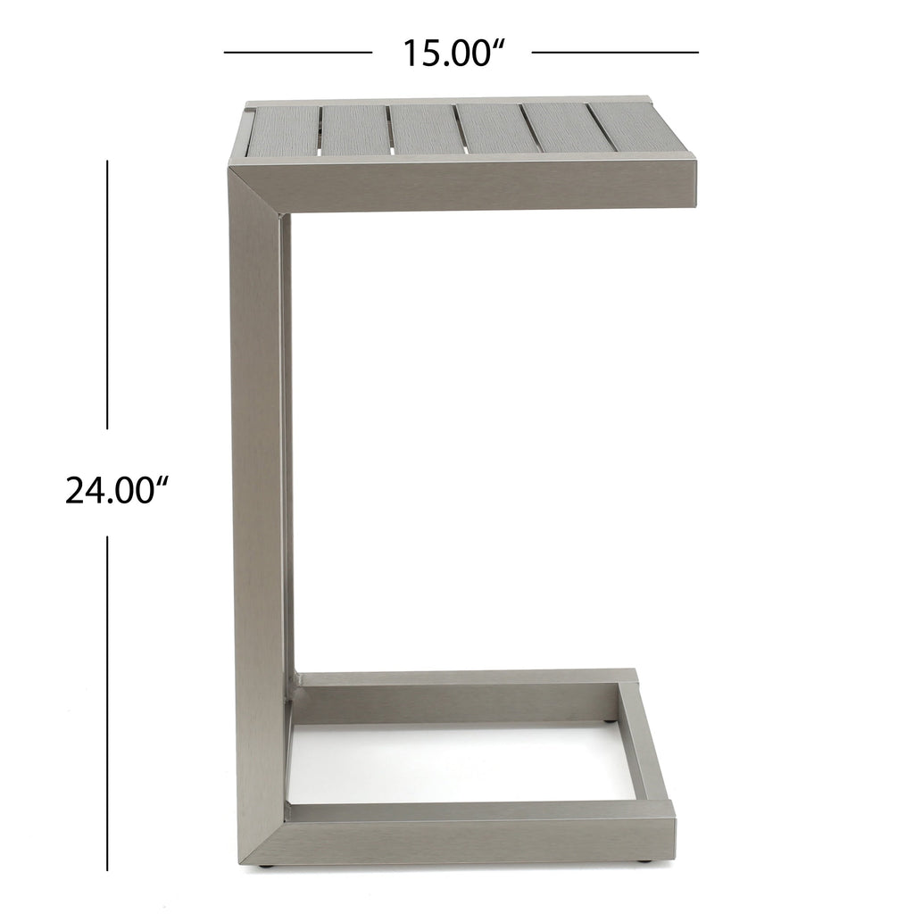 Salon de jardin Cape Coral en aluminium 3 pièces avec table en forme de C par Christopher Knight Home