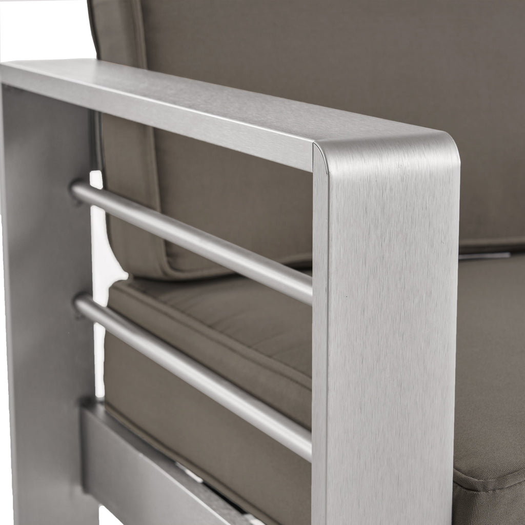 Salon de jardin Cape Coral en aluminium 3 pièces avec table en forme de C par Christopher Knight Home