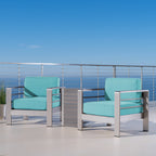 Salon de jardin Cape Coral en aluminium 3 pièces avec table en forme de C par Christopher Knight Home