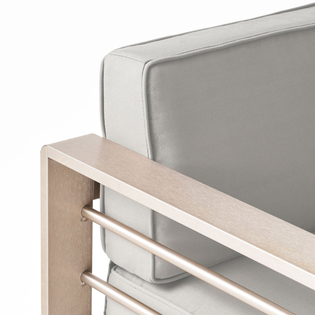 Salon de jardin Cape Coral en aluminium 3 pièces avec table en forme de C par Christopher Knight Home