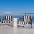 Salon de jardin Cape Coral en aluminium 3 pièces avec table en forme de C par Christopher Knight Home