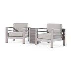 Salon de jardin Cape Coral en aluminium 3 pièces avec table en forme de C par Christopher Knight Home