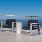 Salon de jardin Cape Coral en aluminium 3 pièces avec table en forme de C par Christopher Knight Home