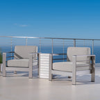 Salon de jardin Cape Coral en aluminium 3 pièces avec table en forme de C par Christopher Knight Home