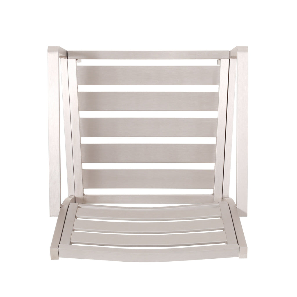 Ensemble de salle à manger d'extérieur moderne en aluminium Cape Coral, 4 places, avec plateau en osier, par Christopher Knight Home