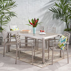 Ensemble de salle à manger d'extérieur en aluminium Cape Coral 6 places par Christopher Knight Home