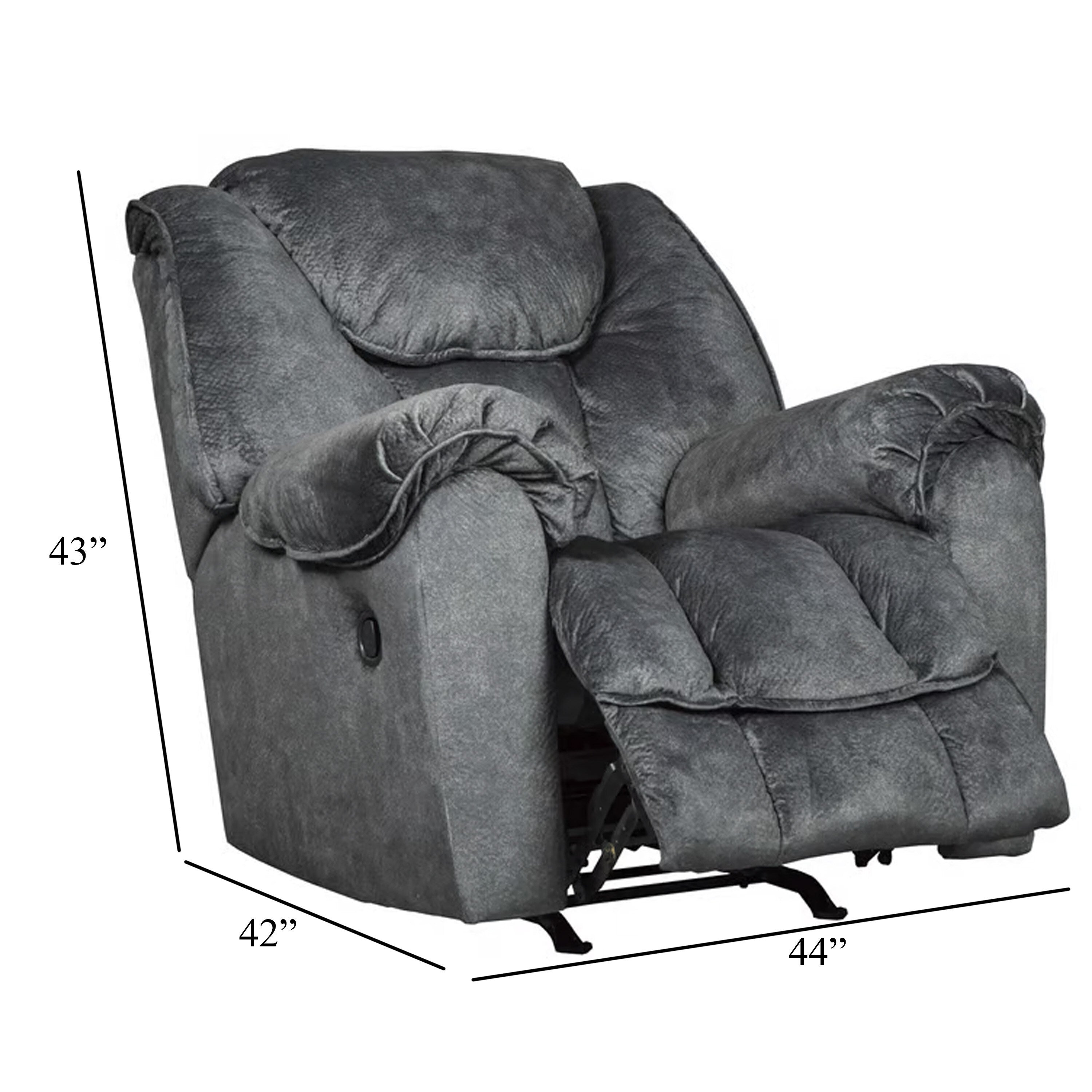 Fauteuil inclinable à bascule manuel Capen, coussiné en polyester gris granit
