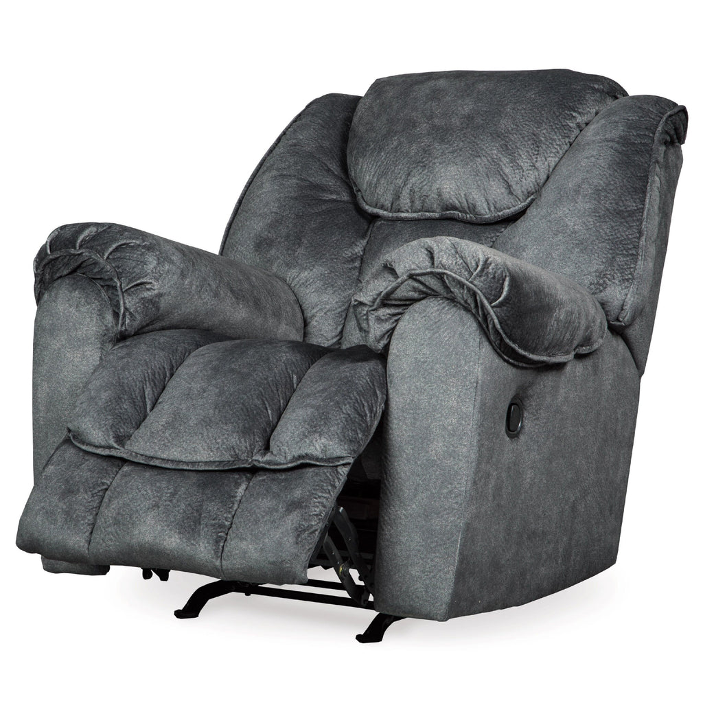 Fauteuil inclinable à bascule manuel Capen, coussiné en polyester gris granit