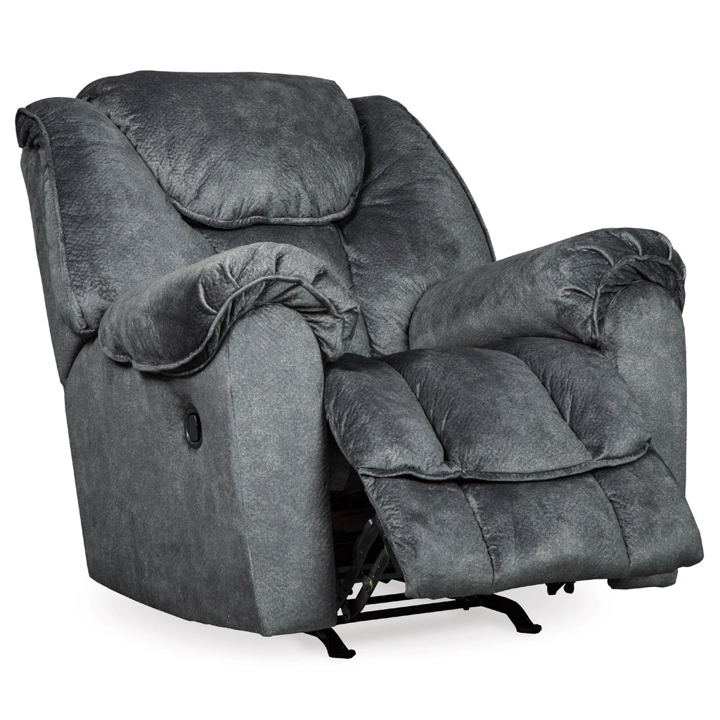 Fauteuil inclinable à bascule manuel Capen, coussiné en polyester gris granit