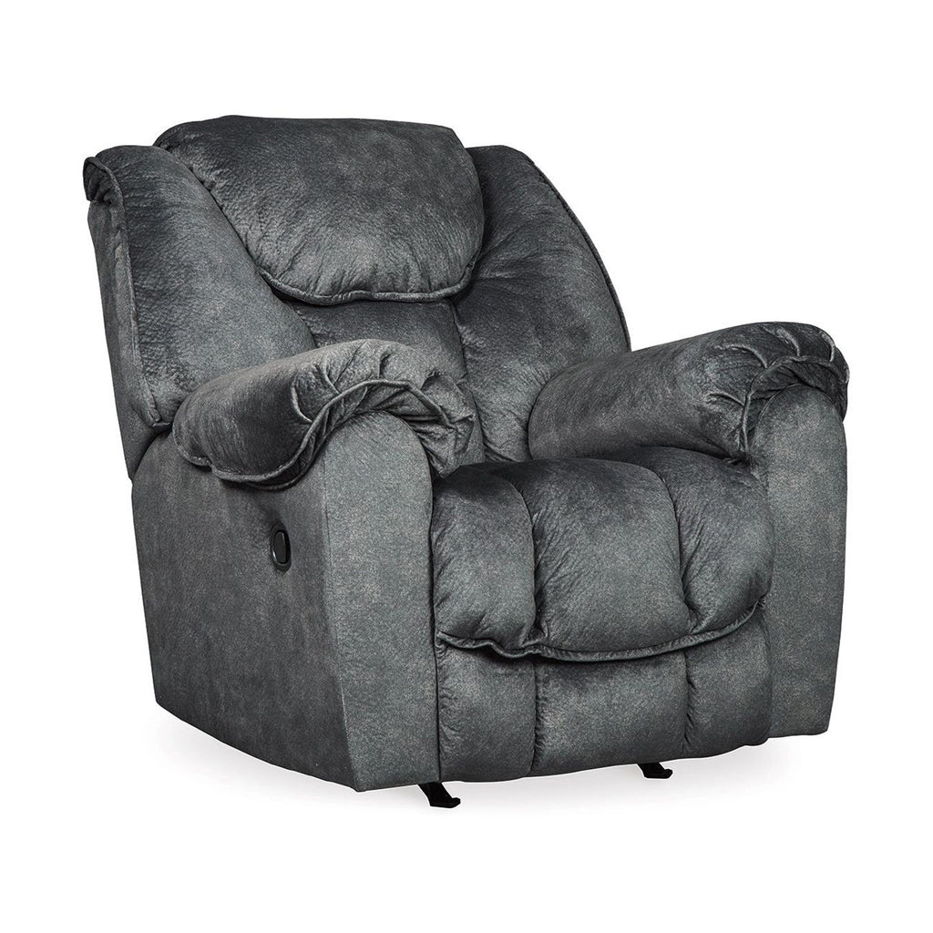 Fauteuil inclinable à bascule manuel Capen, coussiné en polyester gris granit