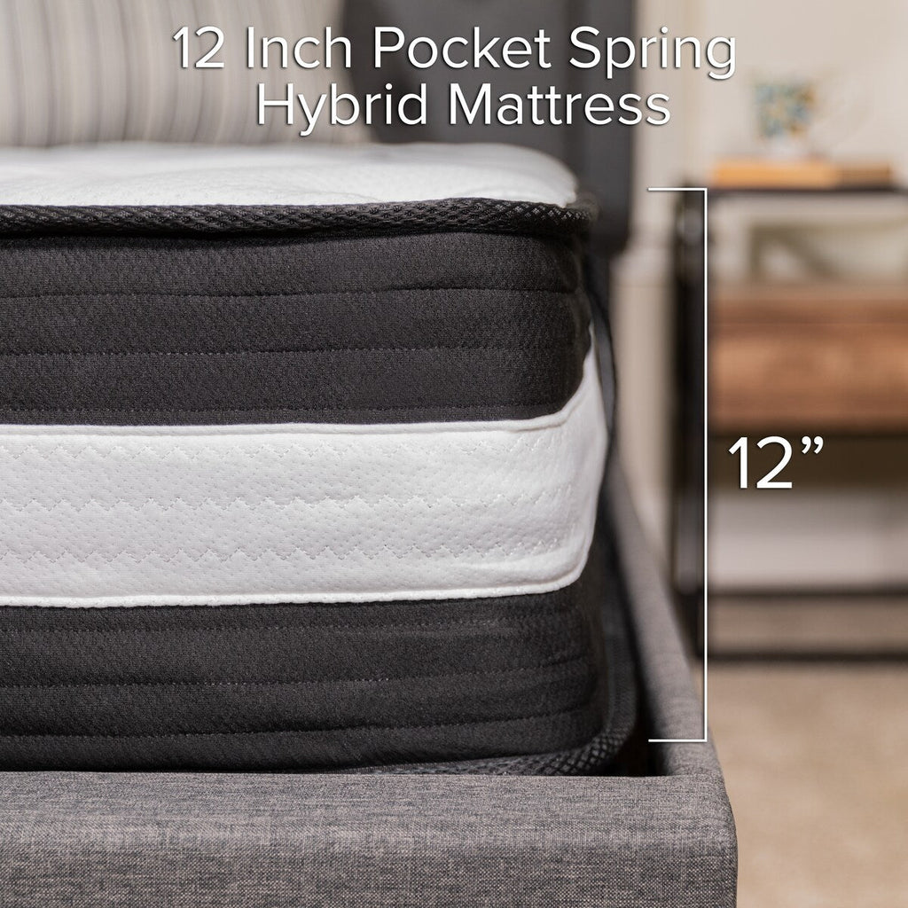 Matelas 12 mousses et ressorts ensachés, matelas en boîte - Matelas haut de gamme - Blanc