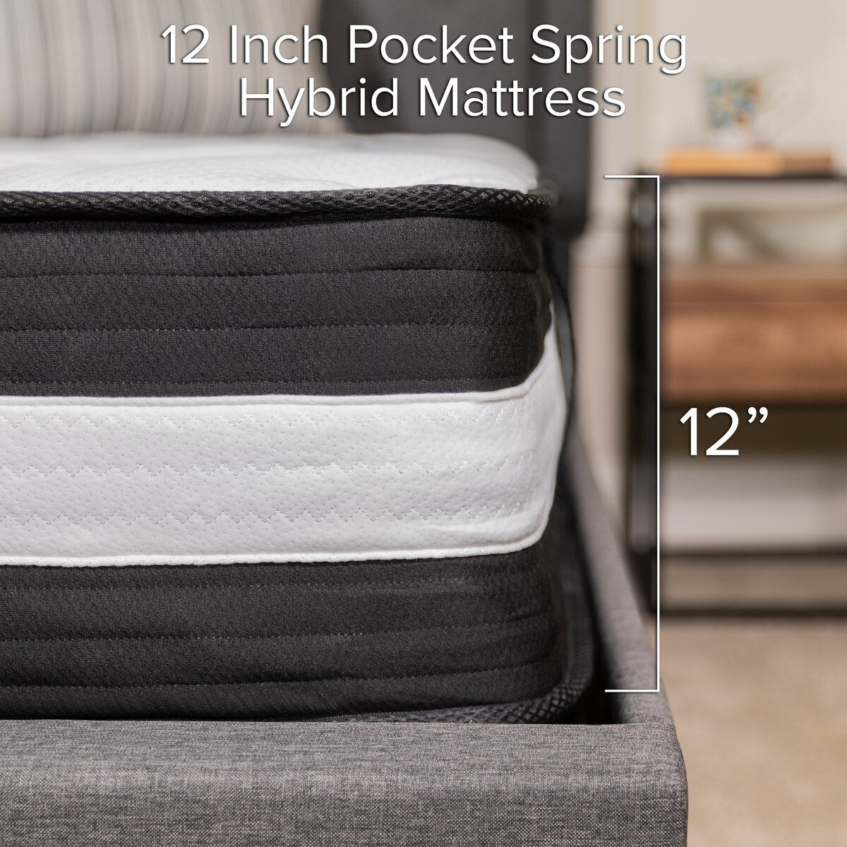 Matelas 12 mousses et ressorts ensachés, matelas en boîte - Matelas haut de gamme - Blanc