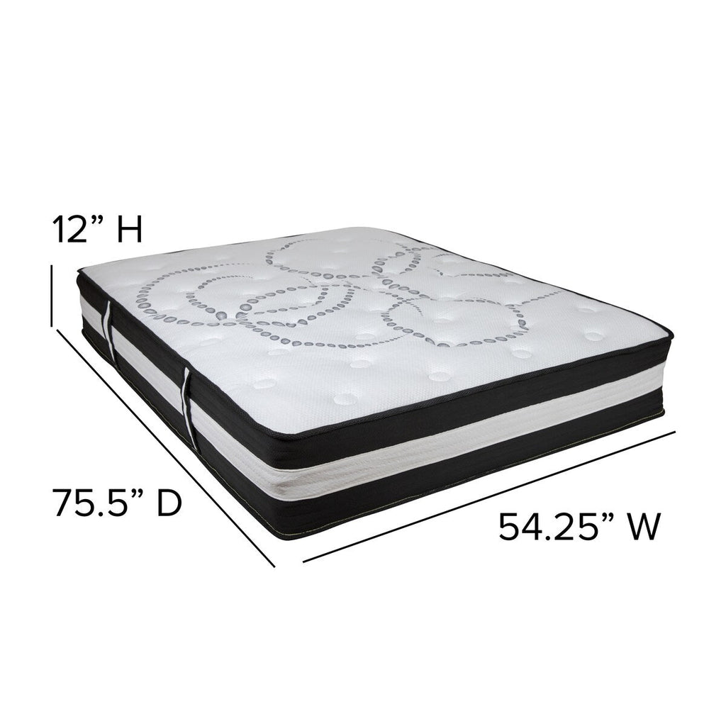 Matelas 12 mousses et ressorts ensachés, matelas en boîte - Matelas haut de gamme - Blanc