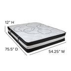 Matelas 12 mousses et ressorts ensachés, matelas en boîte - Matelas haut de gamme - Blanc