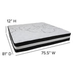Matelas 12 mousses et ressorts ensachés, matelas en boîte - Matelas haut de gamme - Blanc