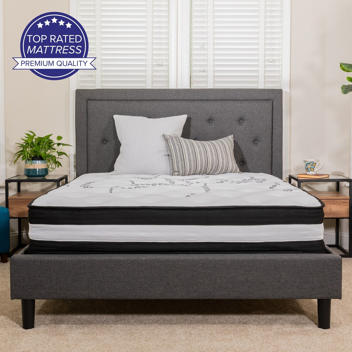 Matelas 12 mousses et ressorts ensachés, matelas en boîte - Matelas haut de gamme - Blanc