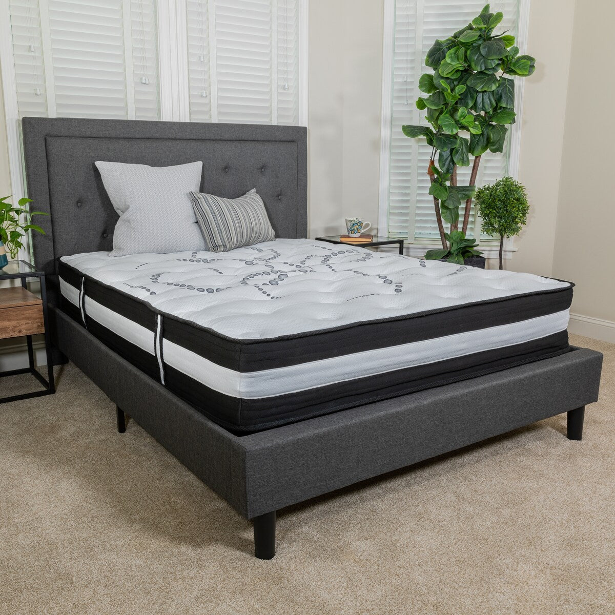 Matelas 12 mousses et ressorts ensachés, matelas en boîte - Matelas haut de gamme - Blanc