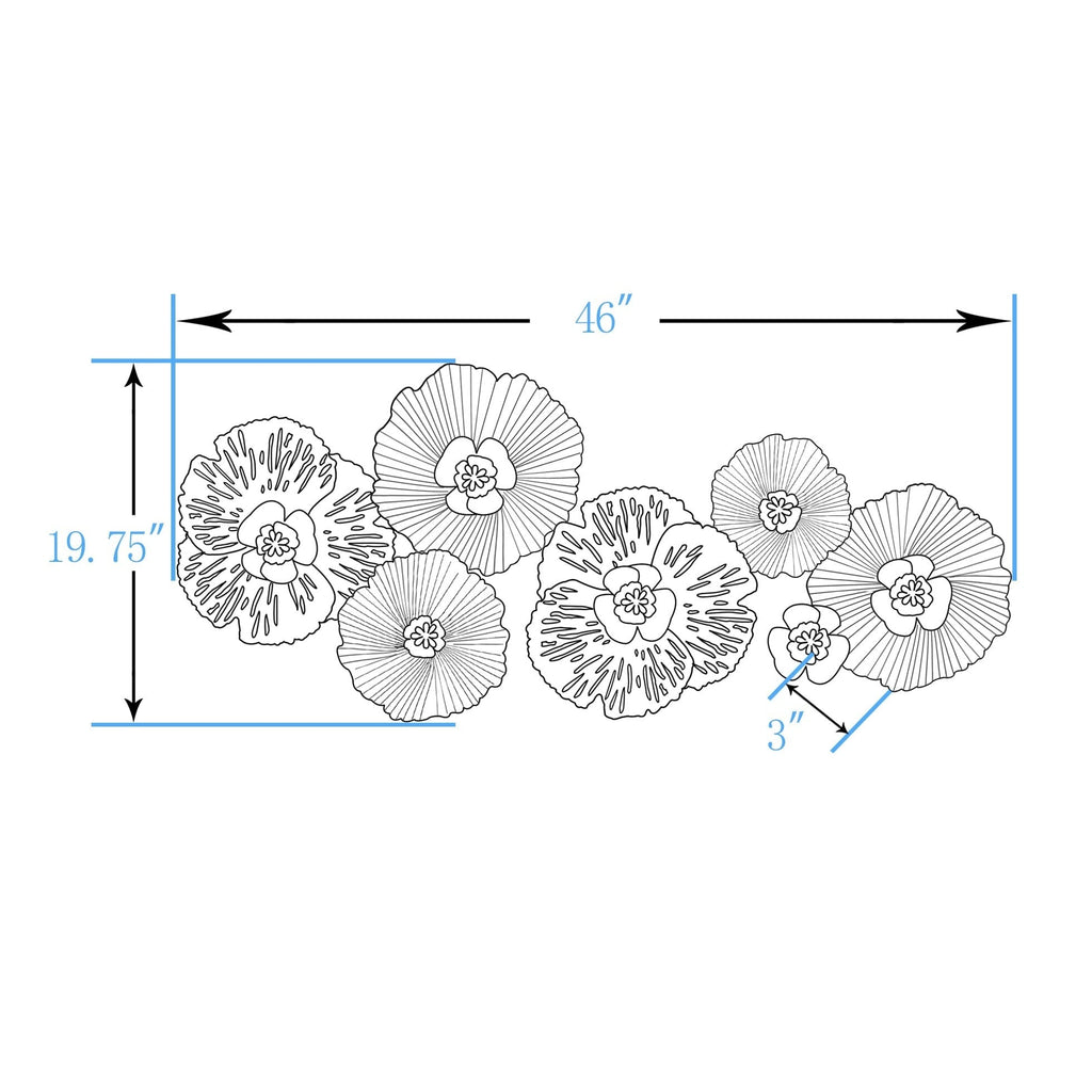 Décoration murale en métal vieilli multicolore Carbon Loft avec fleurs