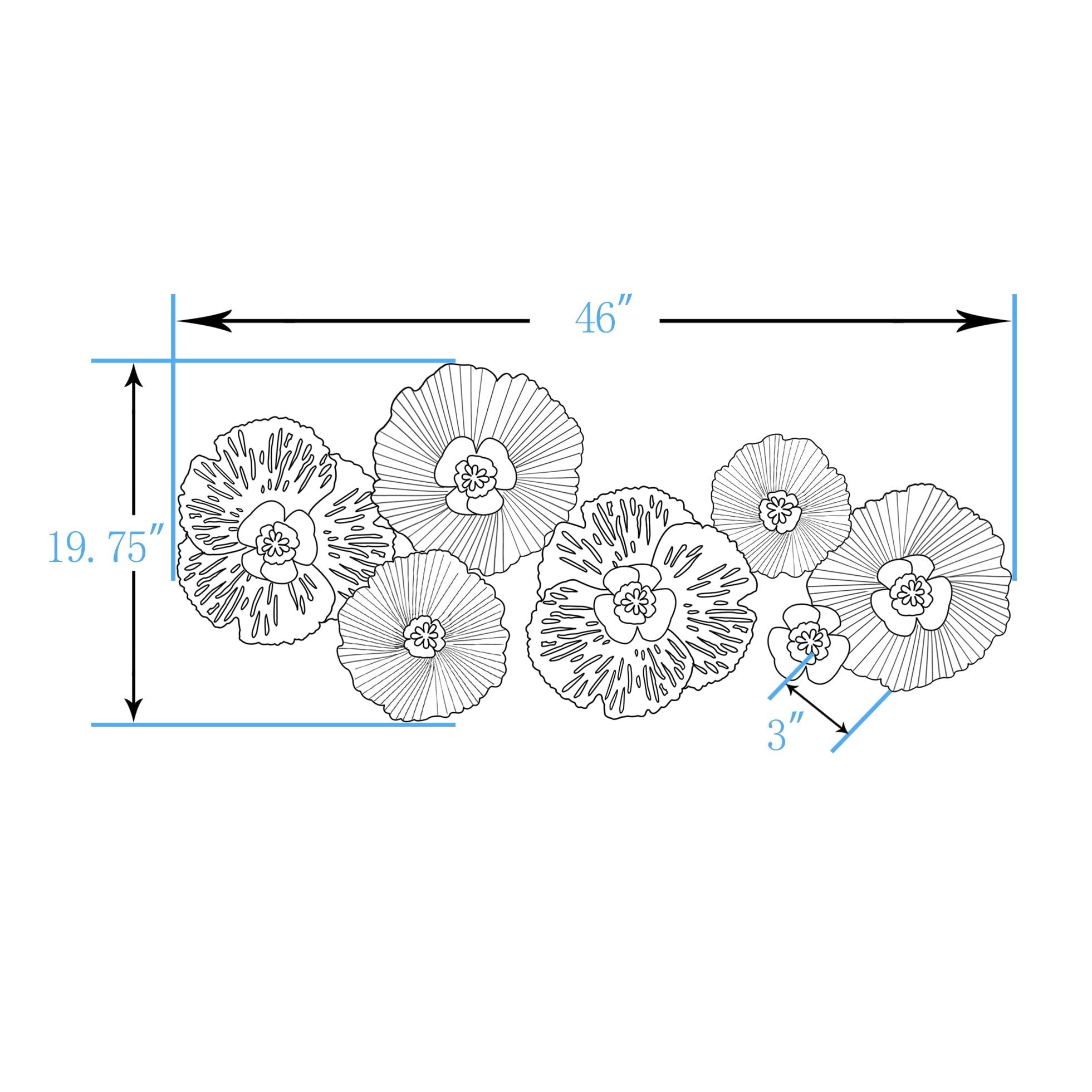 Décoration murale en métal vieilli multicolore Carbon Loft avec fleurs