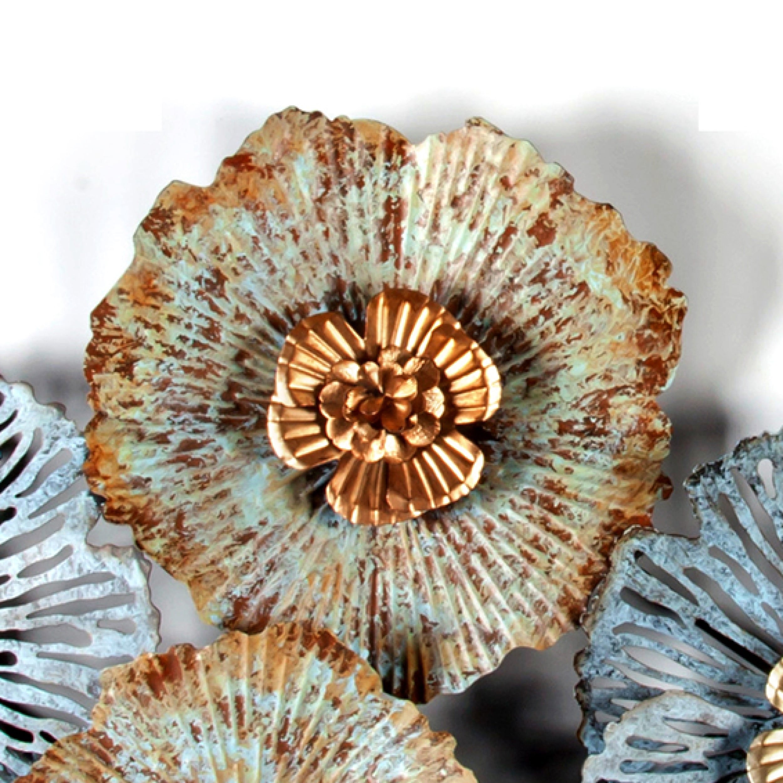 Décoration murale en métal vieilli multicolore Carbon Loft avec fleurs