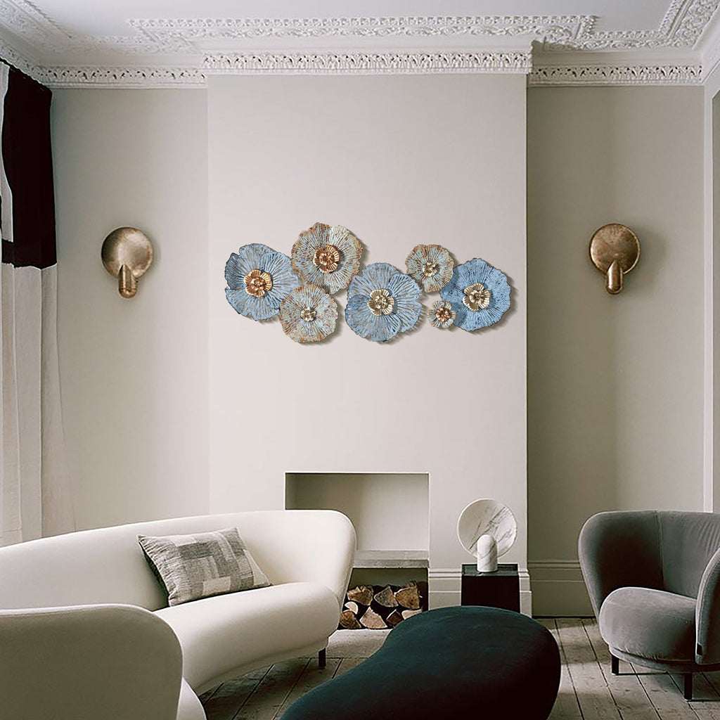 Décoration murale en métal vieilli multicolore Carbon Loft avec fleurs