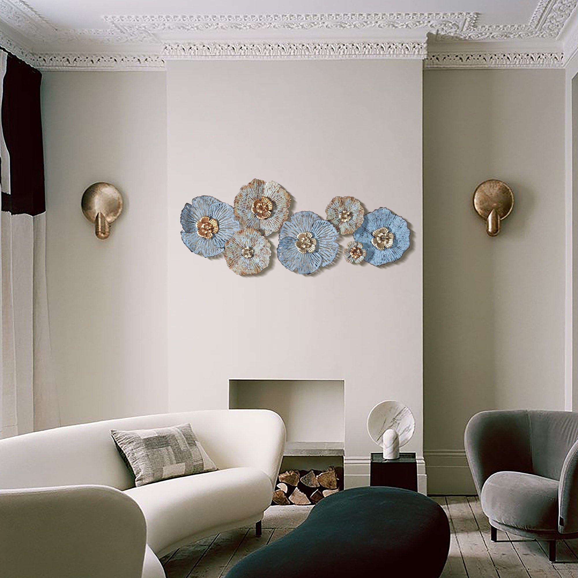 Décoration murale en métal vieilli multicolore Carbon Loft avec fleurs