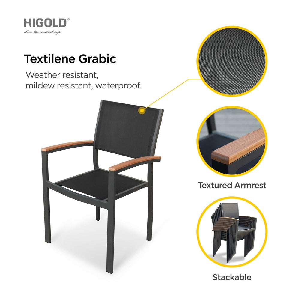 Ensemble de salle à manger d'extérieur Carlo 9 pièces en imitation bois et plastique pour 8 personnes, table extensible et chaises empilables