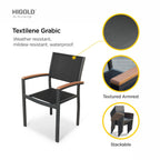 Ensemble de salle à manger d'extérieur Carlo 9 pièces en imitation bois et plastique pour 8 personnes, table extensible et chaises empilables