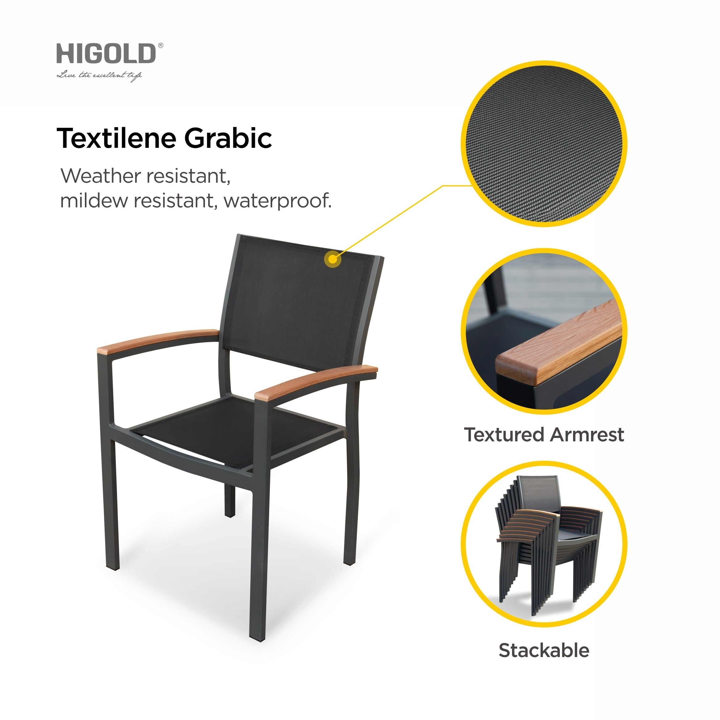 Ensemble de salle à manger d'extérieur Carlo 9 pièces en imitation bois et plastique pour 8 personnes, table extensible et chaises empilables