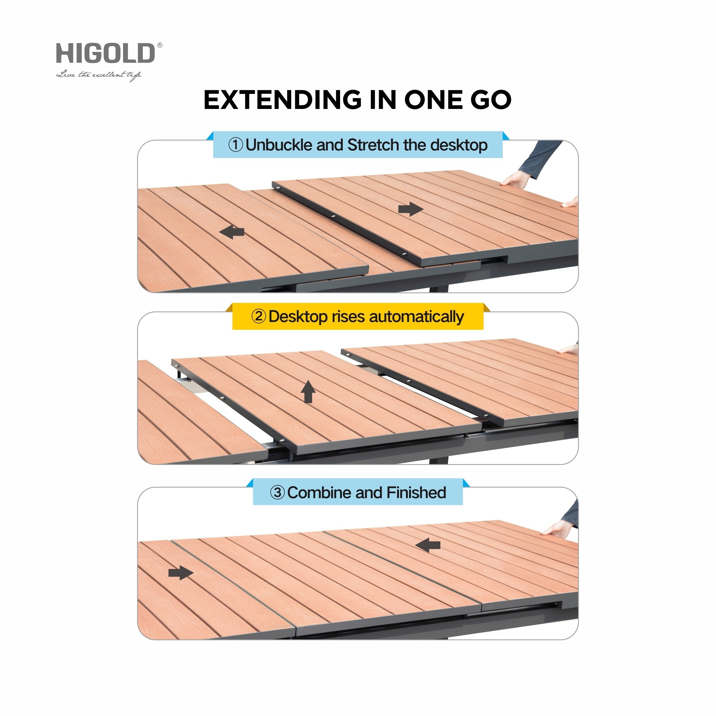 Ensemble de salle à manger d'extérieur Carlo 9 pièces en imitation bois et plastique pour 8 personnes, table extensible et chaises empilables