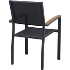 Ensemble de salle à manger d'extérieur Carlo 9 pièces en imitation bois et plastique pour 8 personnes, table extensible et chaises empilables