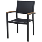 Ensemble de salle à manger d'extérieur Carlo 9 pièces en imitation bois et plastique pour 8 personnes, table extensible et chaises empilables