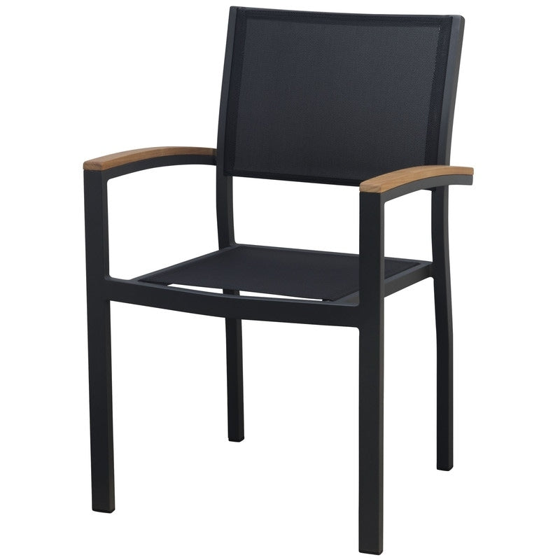 Ensemble de salle à manger d'extérieur Carlo 9 pièces en imitation bois et plastique pour 8 personnes, table extensible et chaises empilables