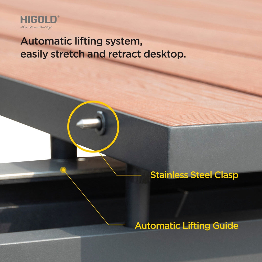 Ensemble de salle à manger d'extérieur Carlo 9 pièces en imitation bois et plastique pour 8 personnes, table extensible et chaises empilables