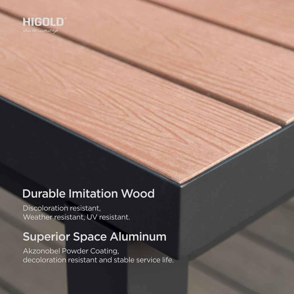 Ensemble de salle à manger d'extérieur Carlo 9 pièces en imitation bois et plastique pour 8 personnes, table extensible et chaises empilables