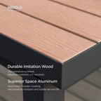 Ensemble de salle à manger d'extérieur Carlo 9 pièces en imitation bois et plastique pour 8 personnes, table extensible et chaises empilables