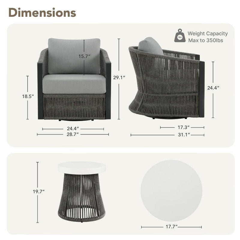 Ensemble de bistrot d'extérieur Carlos avec chaise pivotante