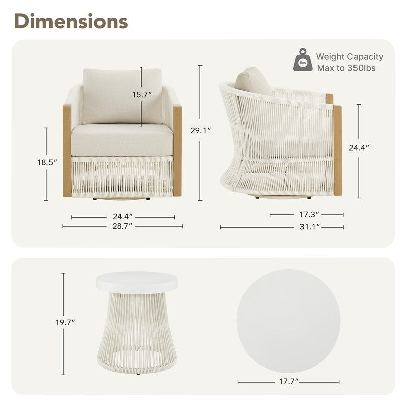 Ensemble de bistrot d'extérieur Carlos avec chaise pivotante