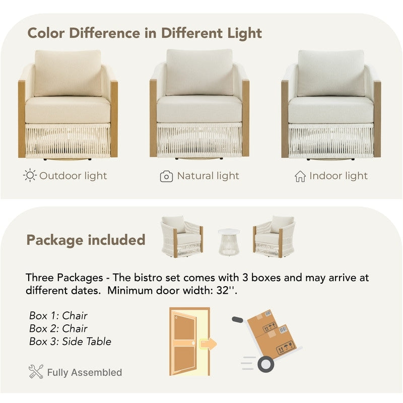 Ensemble de bistrot d'extérieur Carlos avec chaise pivotante