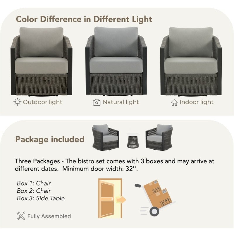 Ensemble de bistrot d'extérieur Carlos avec chaise pivotante