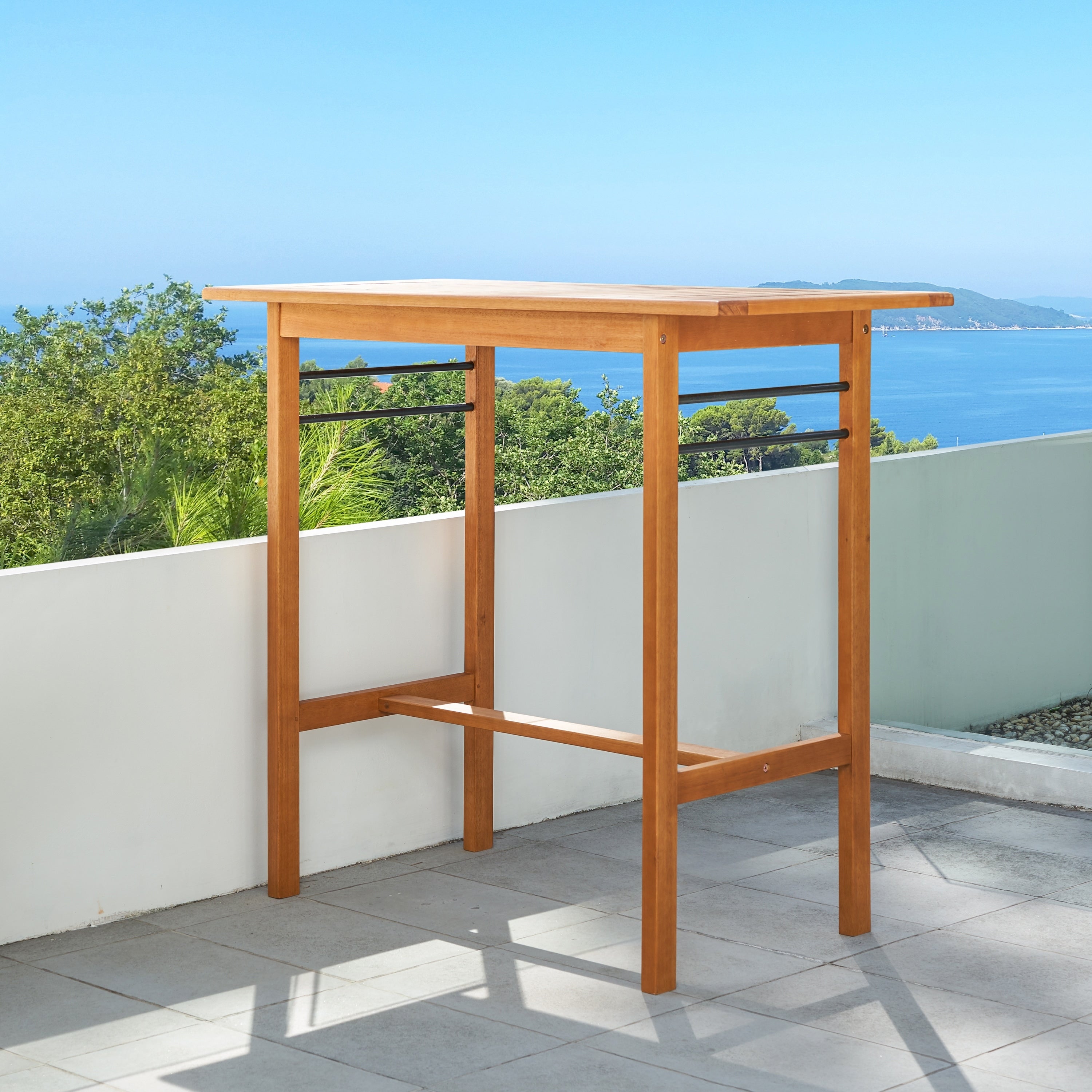 Table et chaises de bar à hauteur de comptoir en bois Carlton Honey Patio
