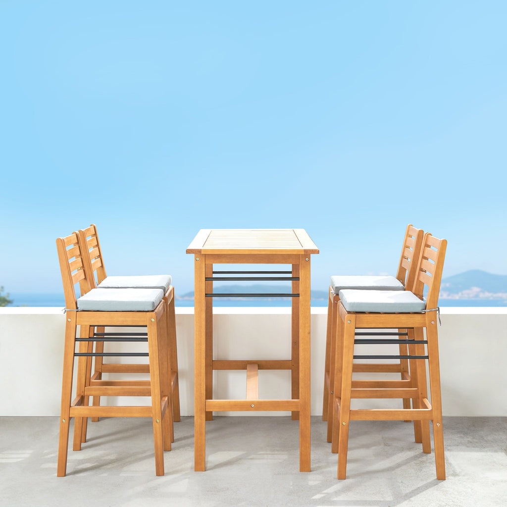 Table et chaises de bar à hauteur de comptoir en bois Carlton Honey Patio