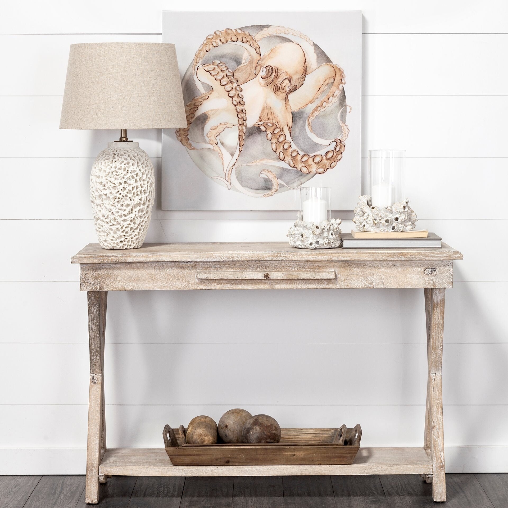 Sphères décoratives en bois naturel Carrick (lot de 3) - 5,0 L x 5,0 l x 5,0 H