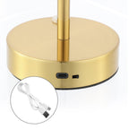 Lampe de table LED intégrée rechargeable sans fil Carson 12,5 cm, style minimaliste moderne, en fer, nickel/blanc, par JONATHAN Y