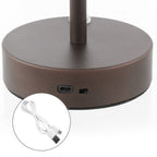 Lampe de table LED intégrée rechargeable sans fil Carson 12,5 cm, style minimaliste moderne, en fer, nickel/blanc, par JONATHAN Y