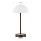 Lampe de table LED intégrée rechargeable sans fil Carson 12,5 cm, style minimaliste moderne, en fer, nickel/blanc, par JONATHAN Y